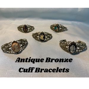 NWT Handmade Cuff Bracelets in Silver & Antique Bronze. 11 Styles!